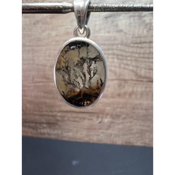 NEW Dendretic agate gemstone sterling silver pendant - Picture 7 of 11